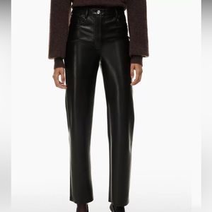 Aritzia Wilfred Black Faux Leather Melina Pant